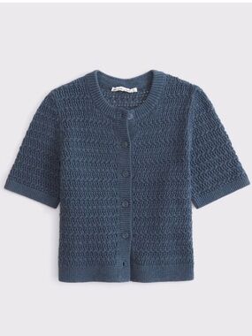 NWT Abercrombie & Fitch Textural Short-Sleeve Crew Cardigan